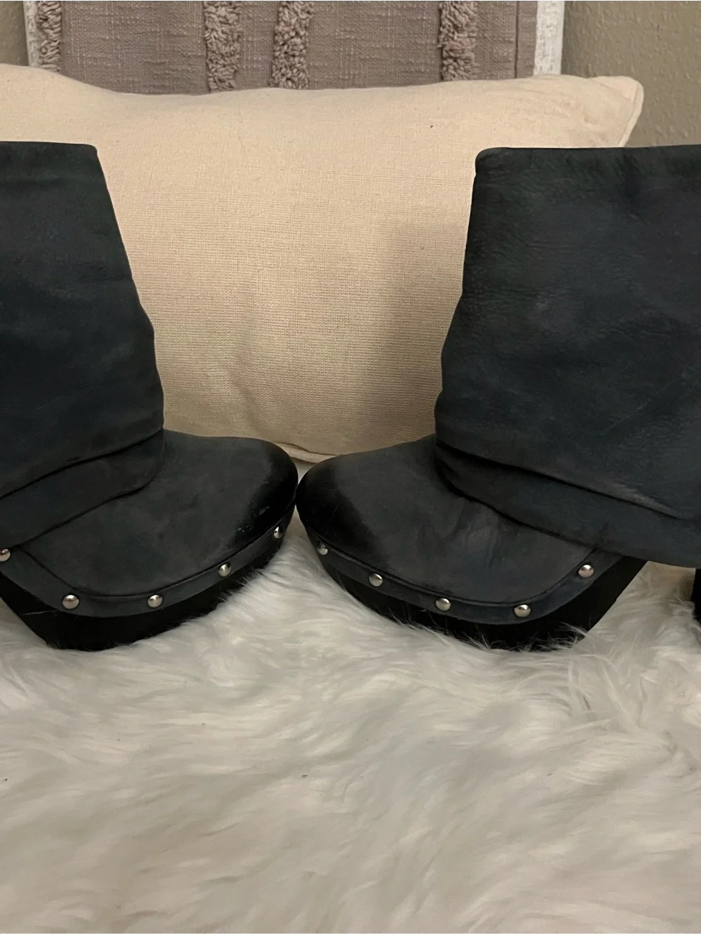Dolce Vita dark grey Studded Platform Block Heel Boots